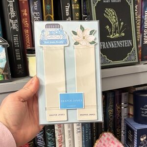 Draper James Cream Ribbon Bookmark Duo with Blue Stack & Floral Toppers